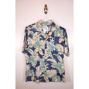 KY'S Hawaiin Men's Cotton Short Sleeve Palm Button Down Size M